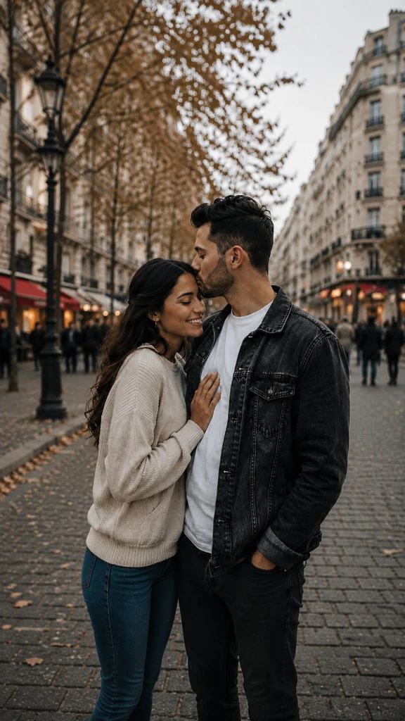 A couple photographed casually on a city street